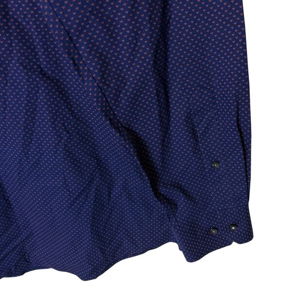 Banana Republic Shirt Men's Large Blue Cotton Polka Dot Grant Slim Fit Button-Up - Picture 7 of 11